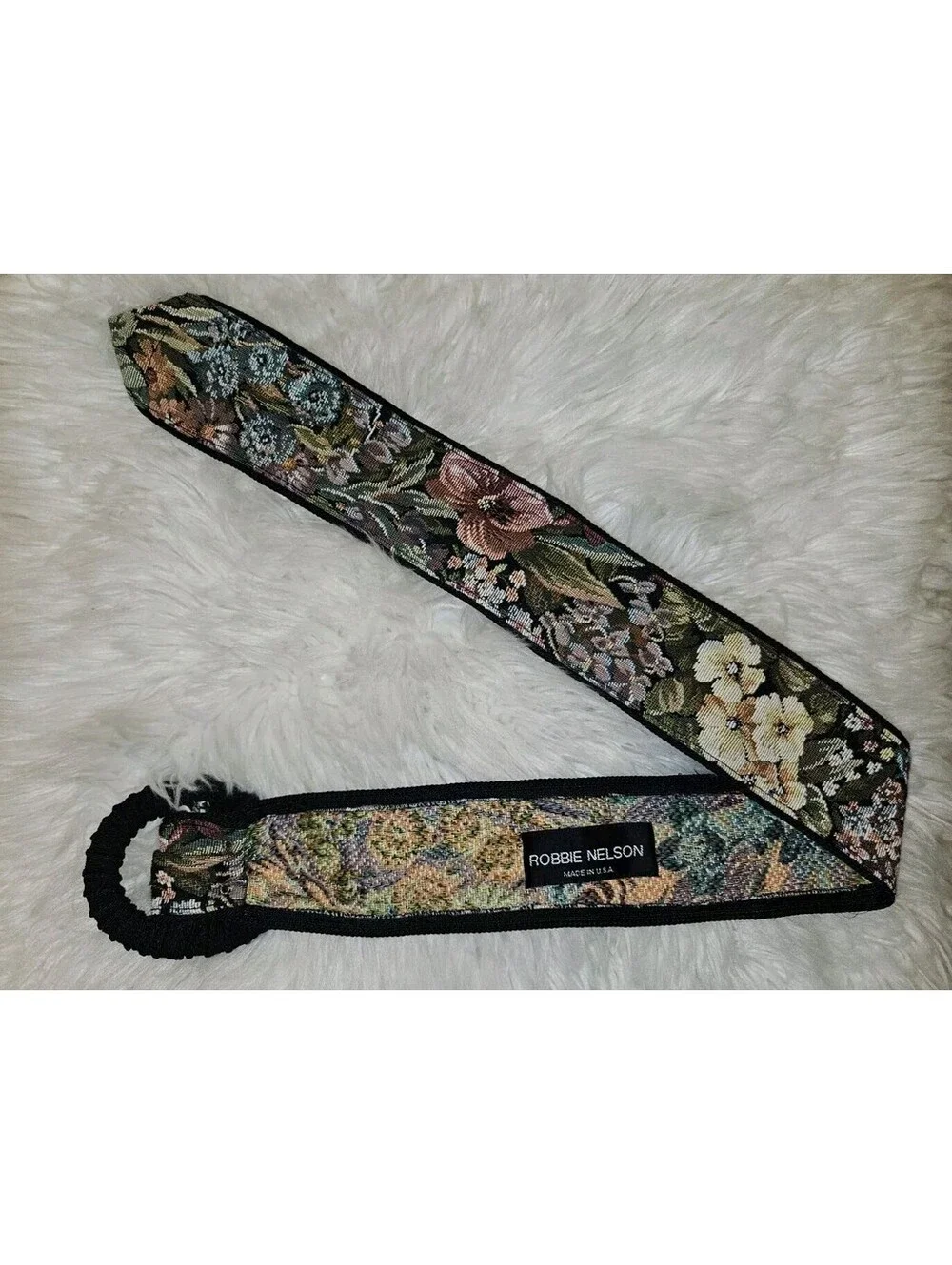 Robbie Nelson Tapestry Vintage Belt Embroidered Floral 34 Inches
